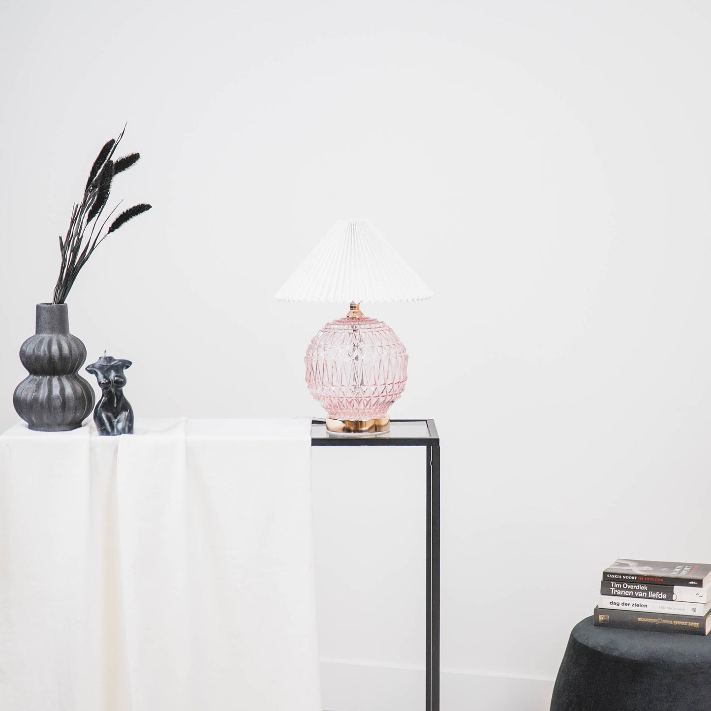 Table Lamp - Crystal Ball - Glass - Pink - 19x19x20cm