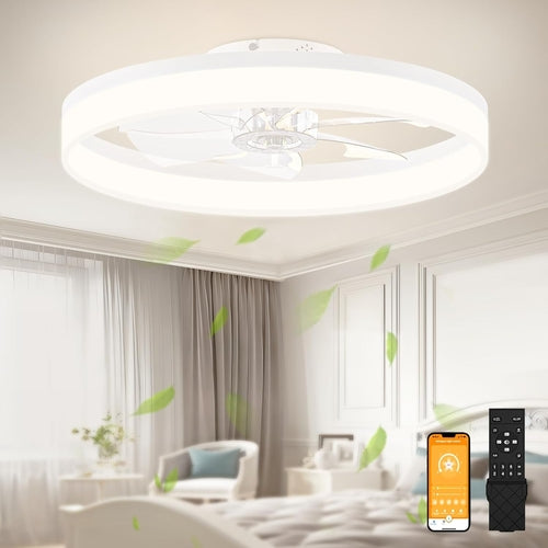 23.6" White Low Profile LED Fan Light