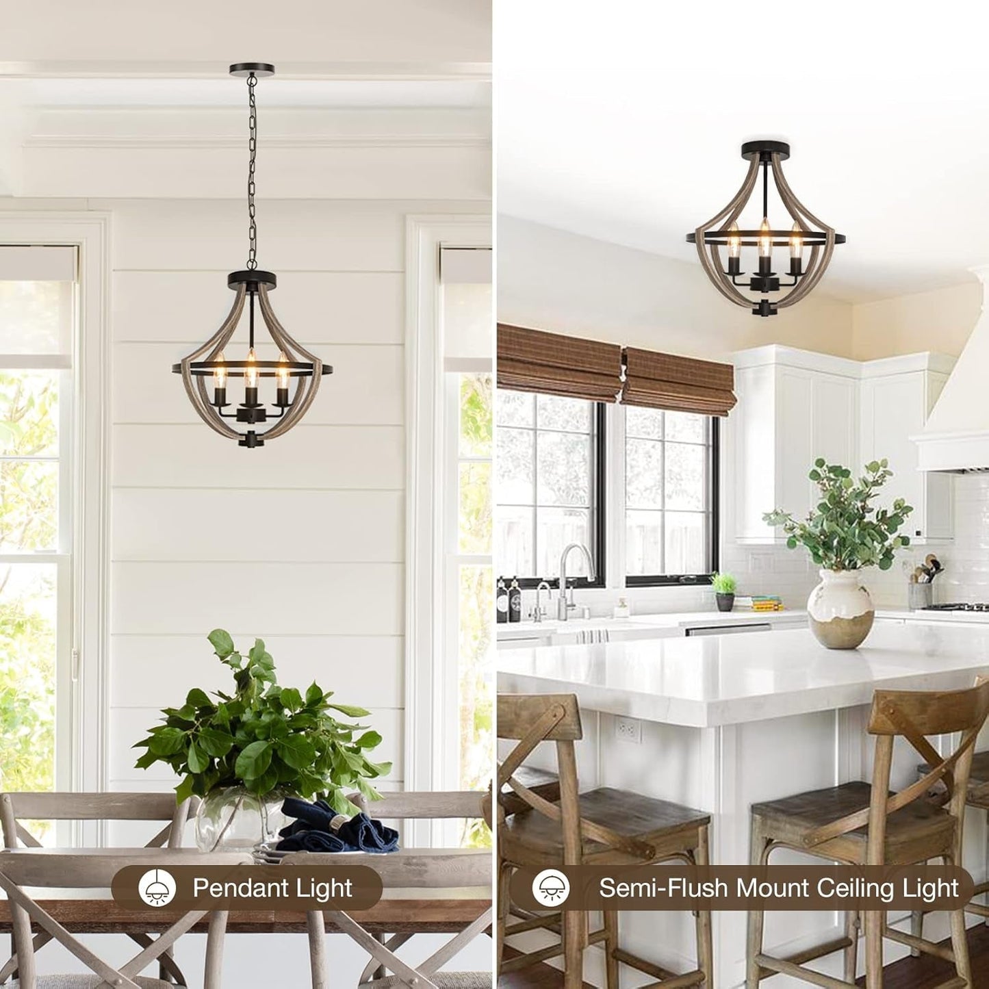 4-Light Rustic Flush Mount