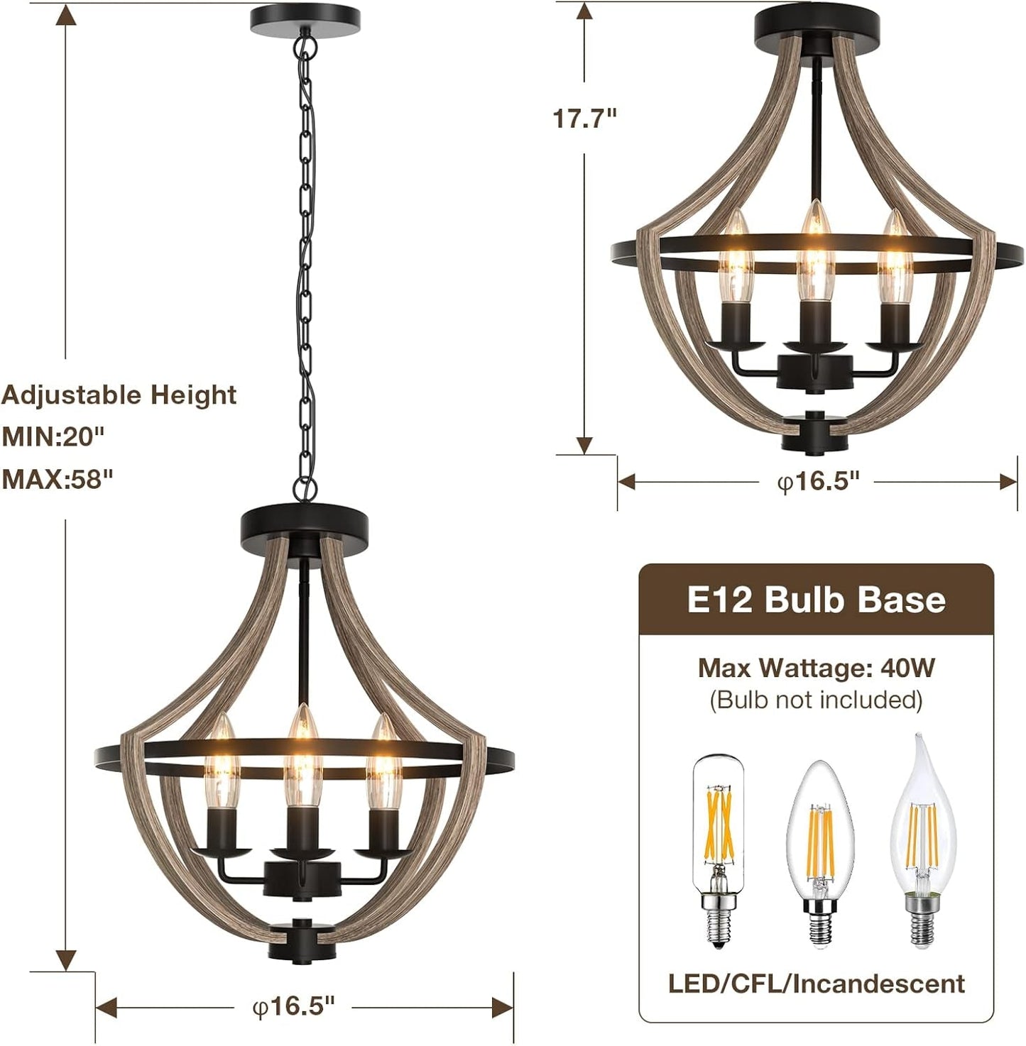 4-Light Rustic Flush Mount