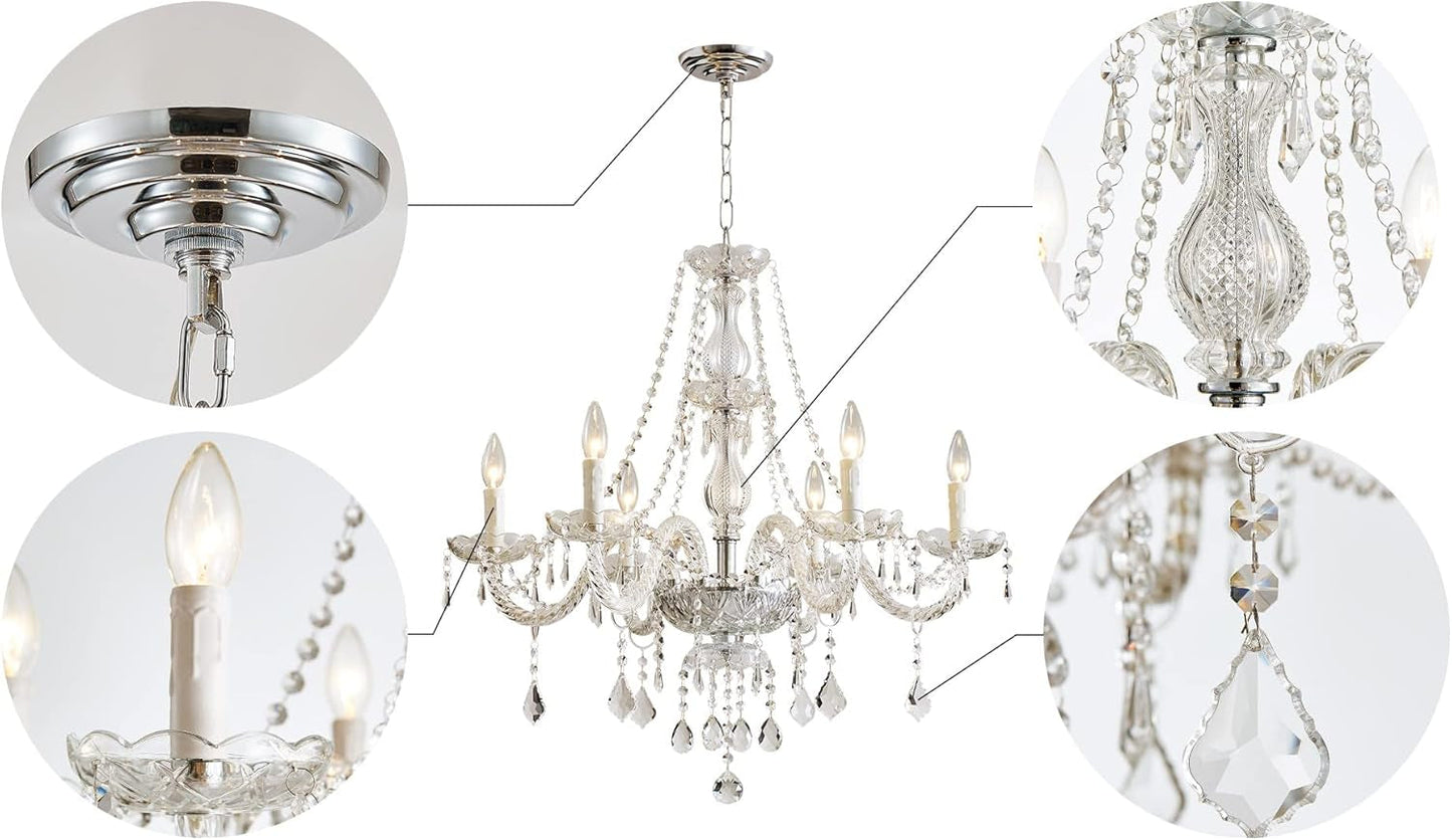 6-Light Modern Crystal Chandelier Clear K9 Light