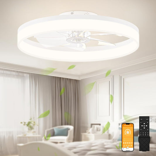 23.6" White Low Profile LED Fan Light