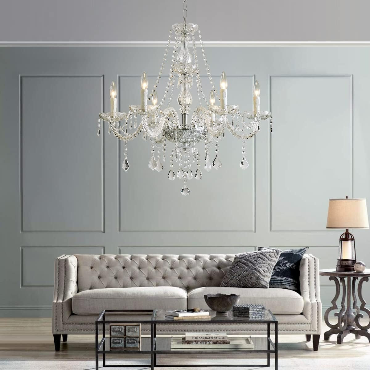6-Light Modern Crystal Chandelier Clear K9 Light